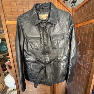 Columbia Black Quilted Leather Jacket